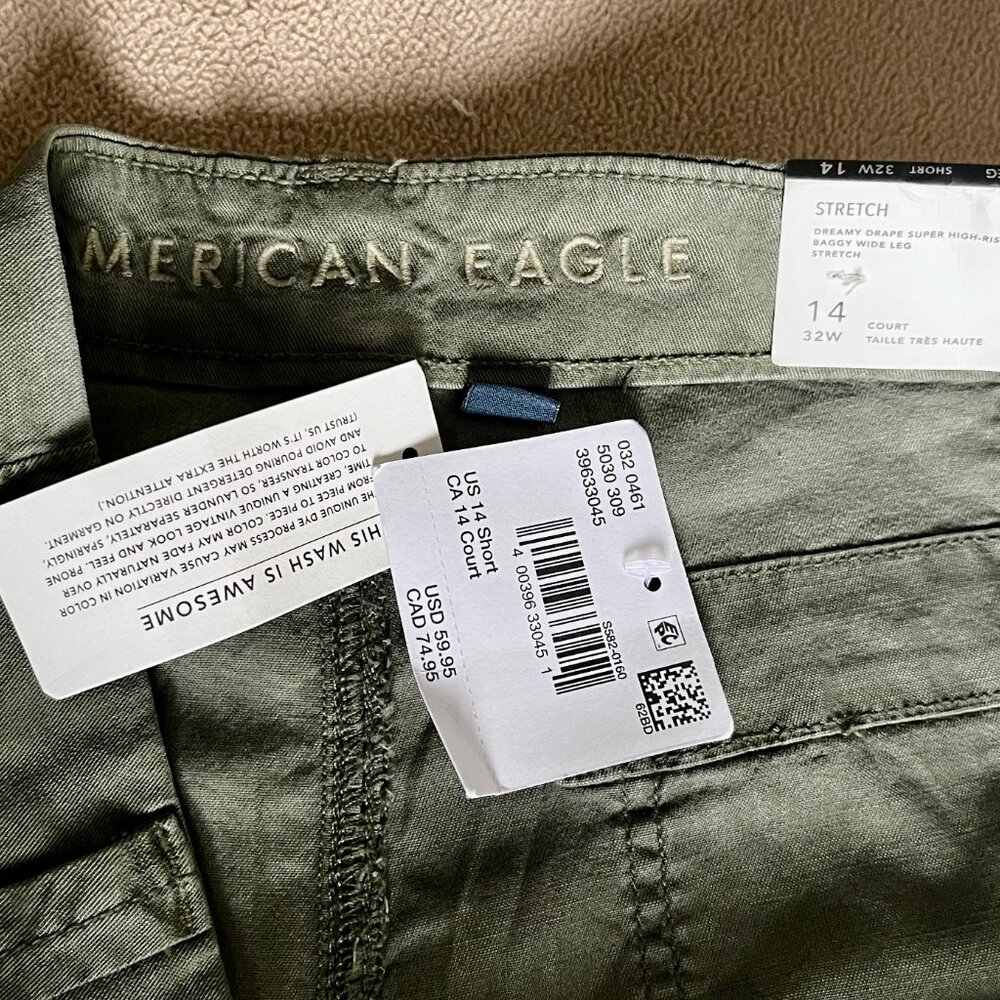 American Eagle - Olive Green Baggy Wide Leg Cargo Pants (NWT) - Picture 7 of 11